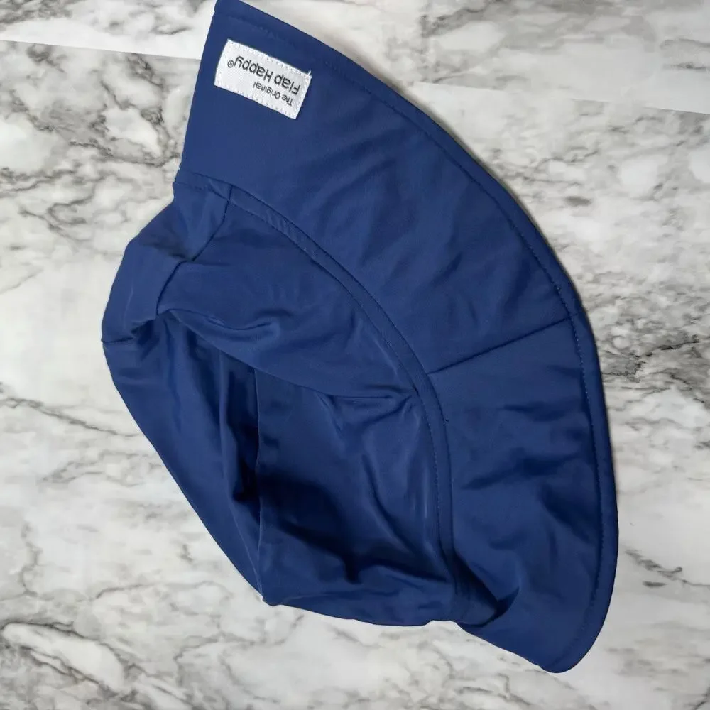 The Flap Happy Floppy Baby Sun Hat Blue Size Large 12-24 mo Chin Strap UPF 50+